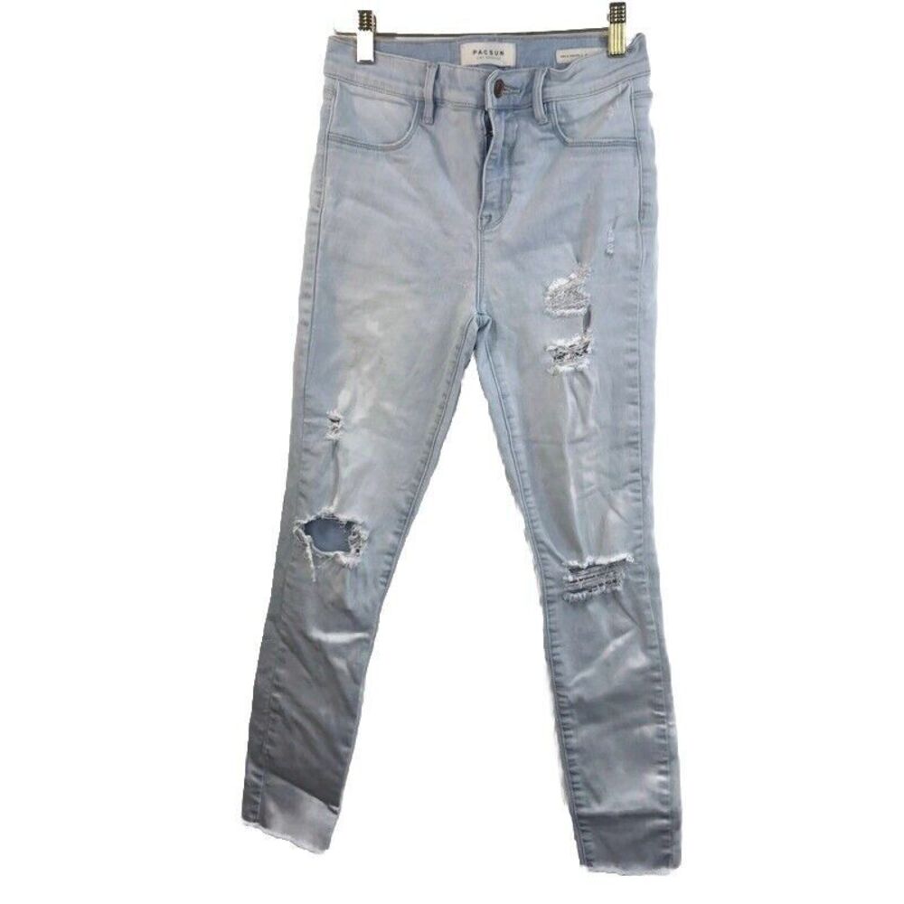 Pacsun Size 26 Super Stretch Ankle Jegging Distressed Skinny Light Wash Flexible